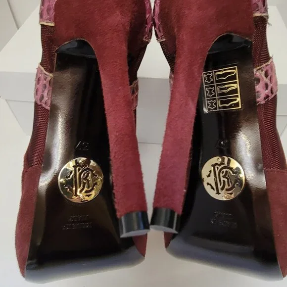 ROBERTO CAVALLI Python, Suede and Mesh Ankle Boots - Picture 11 of 14